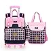 Meetbelify Rolling Backpacks For Girls School Bags with Wheels Wheeled Backpack with Pencil Case &Lunch Bag,Pink,Pack of 3