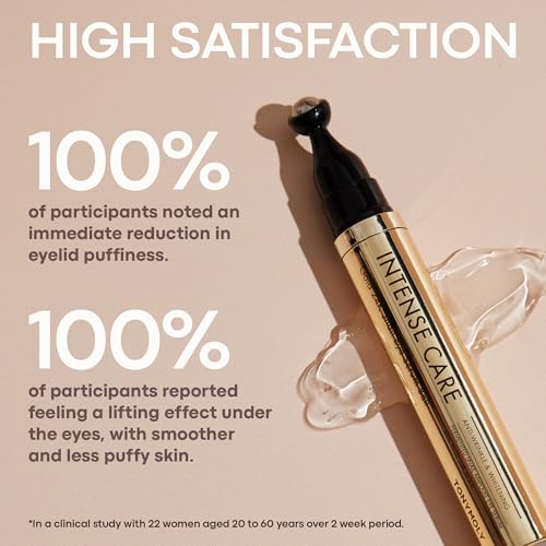 Tonymoly Intense Care 24K Gold Snail Eye Serum – Anti-Aging, Reduces Puffiness, Dark Circles & Wrinkles – Hyaluronic Acid & Peptides – 360° Eye Roller, 20ml