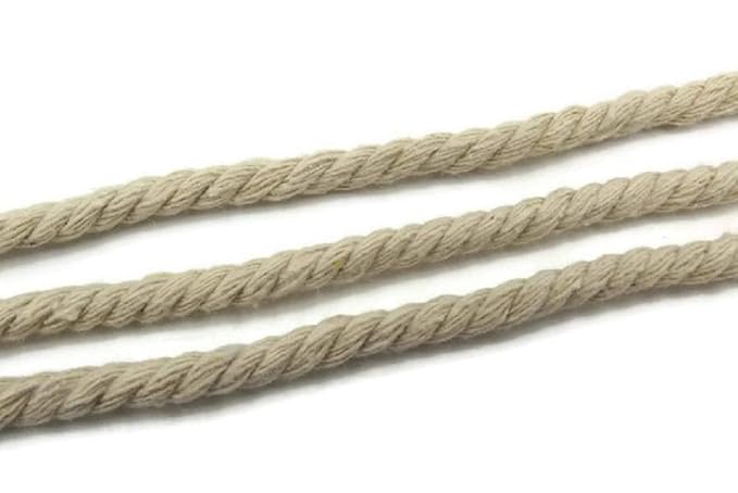 SiAura Material ® - 20m Schnur aus Baumwolle, Geflochten, grau - weiß, 5mm dick