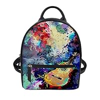 Unique Colorful Printed Mini Pu Leather Backpack Purse Fashion Women