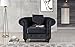 Classic Scroll Arm Large Velvet Living Room Chesterfield Accent Chair (Black)
