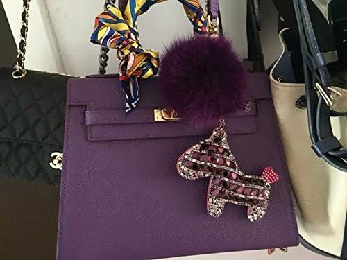 Bling Bling Purse Charm Horse Doll Real Fur Puffy Furry Keychains Glitter Keyrings