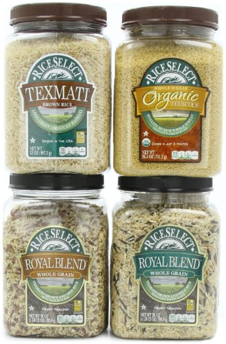 RiceSelect Whole Grain Lover's Sampler, Rice and Couscous Variety Pack, 4-Jar Set