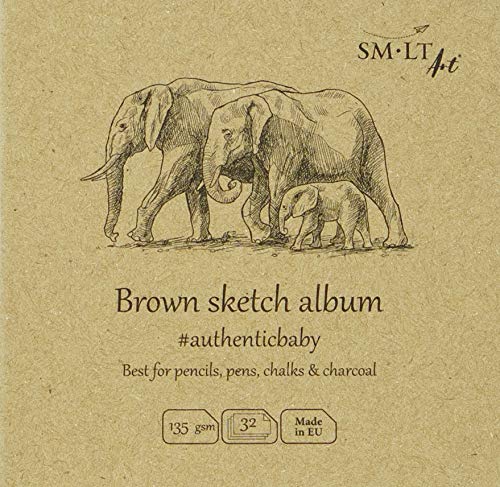 SMLT FB-32(135)/NTB/9 Authentic-Baby Small Square Sketchpad, Kraft Brown Paper, 135gsm, 32 Sheets
