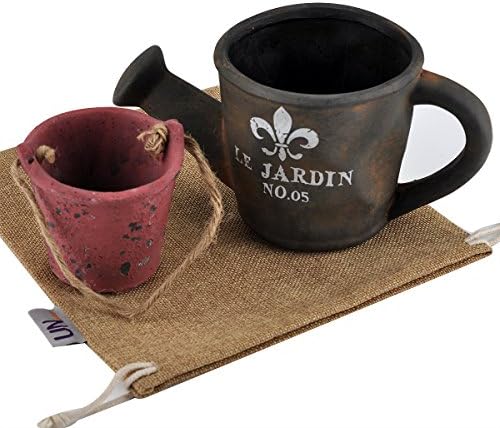 UName Set of 2 Succulent Plants Creative Flower Planters, Mini Plants Pot, Ceramics Decoration, Handmade, Small Plant Containers, Bucket and Shower Succulent Planter.Bucket and shower planter.UN281