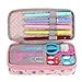 BTSKY Floral Pencil Case with Compartments -High Capacity Double Layers Pencil Pouch Stationery Organizer Multifunction Cosmetic Makeup Bag, Perfect Holder for Pencils and Pens Tulips Pink