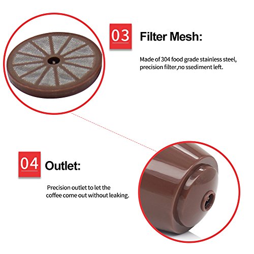 BRBHOM 6 Refillable Dolce Gusto Coffee Capsule Reusable Dolce Gusto Coffee Filter with Coffee Spoon,Brush (6, Coffee)