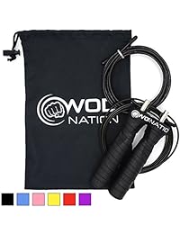 WOD Nation Attack Speed Jump Rope   Cuerdas de saltar ajustables   Sistema de entrenamiento único de salto de 2 cables   1 cable grueso y 1 cable de luz de 10 pies   Perfecto para dobles inferiores   Se adapta a hombres y mujeres