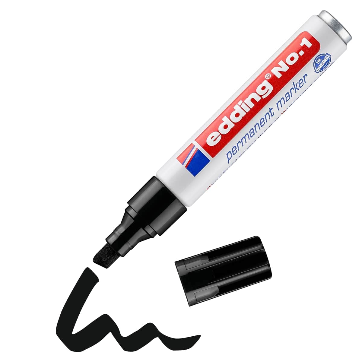 edding No 1 Permanentmarker - schwarz - 10 Stifte - Keilspitze 1-5 mm - wasserfest, wischfest, schnell-trocknend - Multimarker im Taschenformat - für Karton, Kunststoff, Holz, Metall, Glas 3