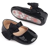Miamooi Infant Baby Girls Wedding Dress Shoes Bow Ballet Princess Mary Jane Flats Toddler First Walkers Sneaker Newborn Crib Baptism Shoes