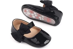 Miamooi Infant Baby Girls Wedding Dress Shoes Bow Ballet Princess Mary Jane Flats Toddler First Walkers Sneaker Newborn Crib Baptism Shoes
