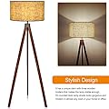 LEPOWER Wood Tripod Floor Lamp, Flaxen Lamp Shade with E26 Lamp Base, Modern Design Reading Light for Living Room, Bedroom, Study Room and Office
