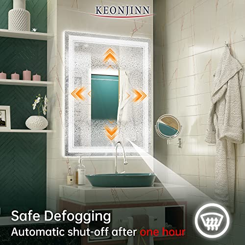 Keonjinn LED Mirror, Adjustable 3000K/4500K/6000K Lights, 36 x 28 Inch