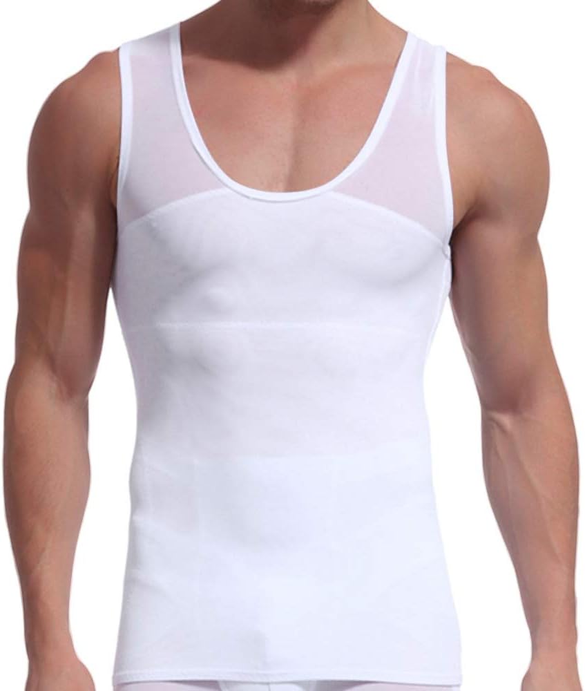 Mens Body Shaper High Compression Shirt for Hide Gynecomastia Chest Slimming Vest Elastic Shapewear Slimmer Undershirt
