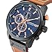 Mens Leather Strap Watches Stainless Steel Classic Casual Dress Waterproof Chronograph Date Analog Quartz Watch
