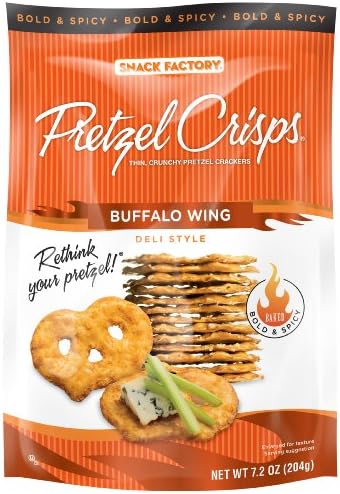 Pretzel Crisps Buffalo Wing Pretzel Crisps, 7.2-Ounce (Pack of 12)