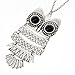 Amazing Value Jewelry Set Kit of 2 Classic Style Necklaces With Cute Black Eyed Owls Pendants On Chains In Silver And Golden Colors By VAGA®