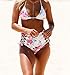 LittleLittleSky Womens Sexy Strappy Floral Print Retro High Waist Swimwear Swimsuit Two Piece Bikini Bathing Suit ((US 4-6)S, Floral Print)
