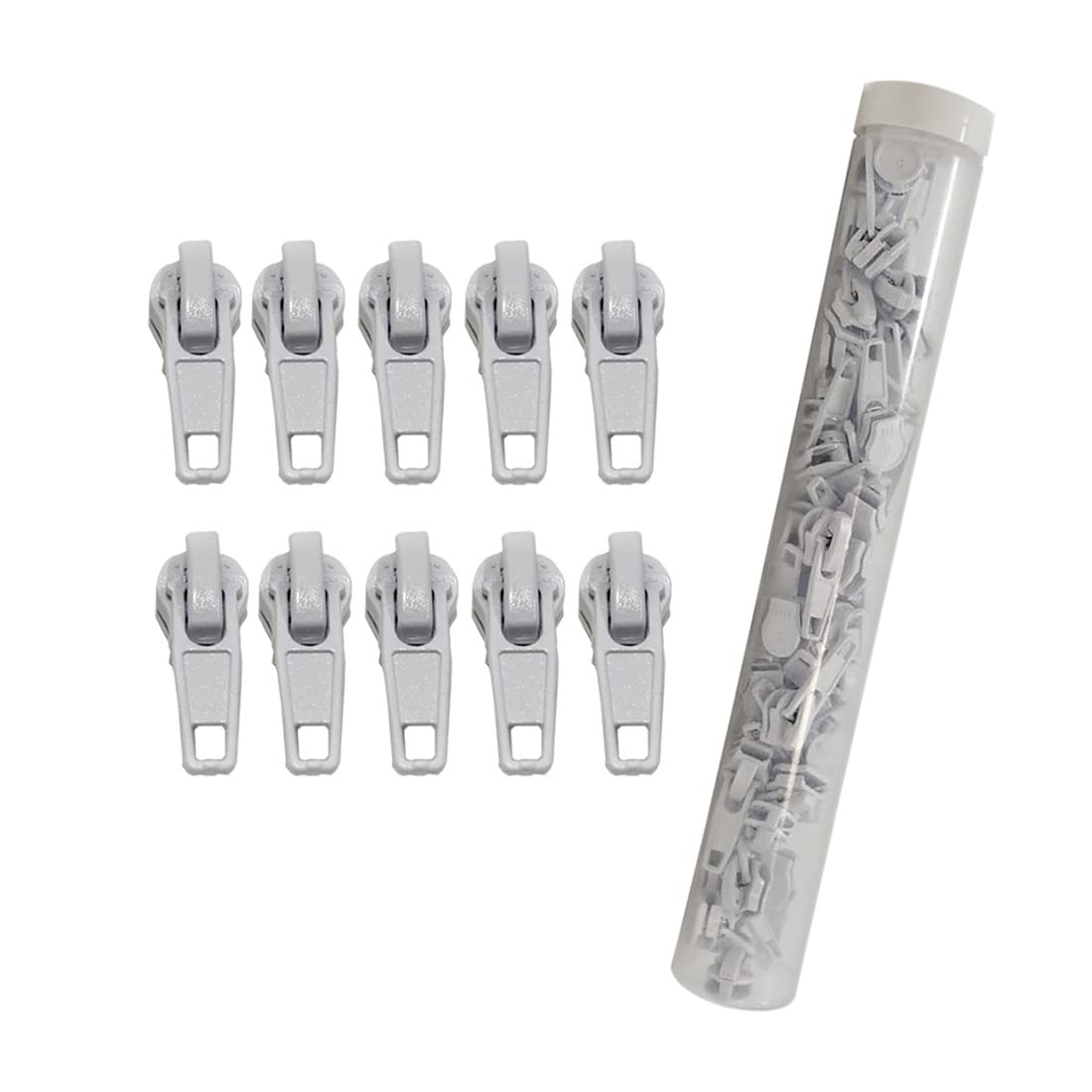 72 Automatic Metal Zipper Sliders for Nylon Zipper, 5 Zipper Slider, Zipper Puller to Repair or Mount a Zipper, White Sliders,