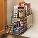 Seville Classics 2-Tier Sliding Basket Kitchen Cabinet Organizer, Gun Metal