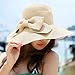 UZZO Women Straw Hat Wide Brim Sun Visor Sun Crocheted Summer Beach Hat (Beige)