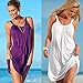 Women's Fashion Spring Summer Pure Color Beach Mini Sundress Medium White