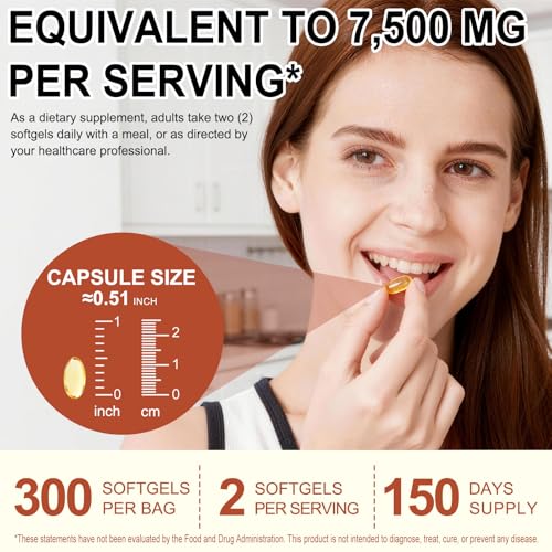 Odorless Aged Garlic Extract | Aged Garlic Extract Capsules | 300 Softgels | 15:1 Concentrated Formula Equivalent to 7,500mg Garlic | Supports Heart & Immune Health | Non-GMO, Gluten-Free