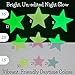 Rayliad 150 Large Bright Multi-Color Plastic Glow In The Dark Stars for Ceiling - 1.5, 2.5, Huge 3.5 Inch - Green, Blue, Pink Star Sticker Kids Bedroom Decorations - Adhesive Included