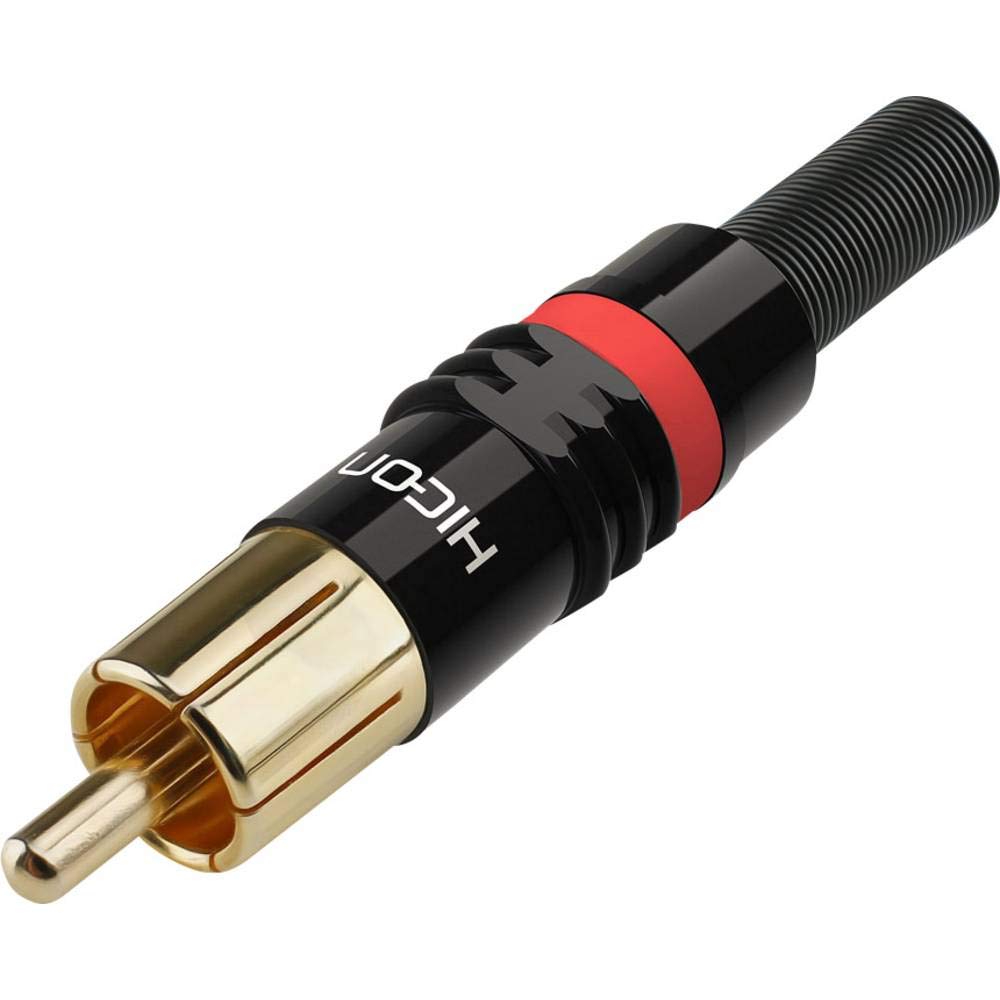 Hicon RCA Coaxial Cable Connectors, Straight Plug, Number of Poles: 2 Black, Red, 1 Piece