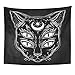 Emvency Tapestry Black Cat Head Portrait Moon and Four Eyes Eyed Home Decor Wall Hanging for Living Room Bedroom Dorm 50x60 inches