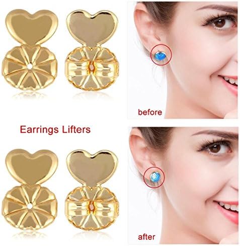 Auzeuner Earring Lifters - 2 Pairs Adjustable Earrings Backs