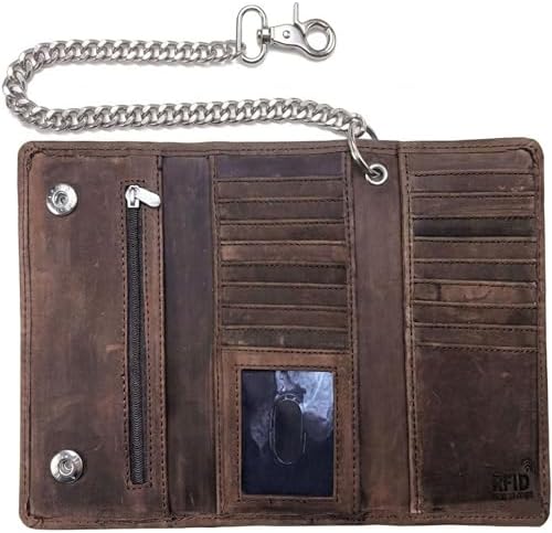 Amazon.com: F&L CLASSIC RFID Blocking Men's Tri-fold Vintage Biker