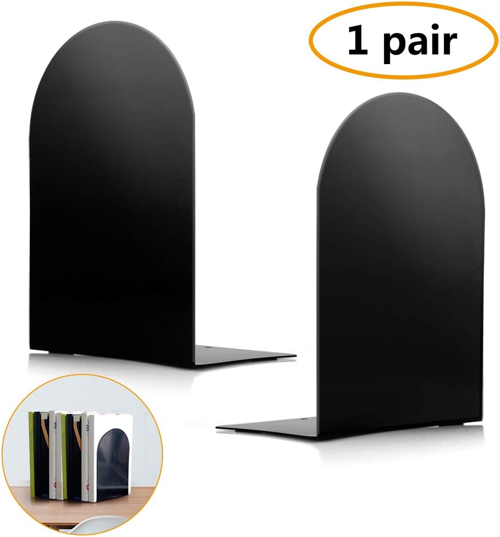 Bookends, Basic Bookends, Book Ends, Heavy Duty Metal Black Bookends for Shelves, 7.67x5.2x3.39 Inch, 1 Pair/2 Pieces