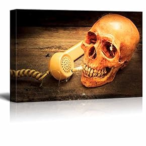 Skull with Cigarette and Old Wood Background