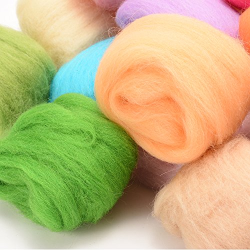 Adeeing Needle Felting Wool Roving Fibre Wool Yarn Roving Set of 36 Colors for Hand Spinning DIY Craft Materials
