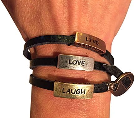 Fitband Fun Live, Love, Laugh Leather Wrap Bracelet