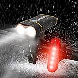 Best Mountain Bike Lights for Night Riding,1000 Lumens Bike Headlight 2 LED【Upgrade Mount】,USB Rechargeable Bicycle Headlight & Rear Light Set for Road Commuting,Front & Back Bike Light Flashing Light