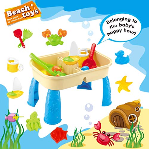 image for Leikf Children Square Sand Water Table Center, 2-in-1 Adjustable Activ