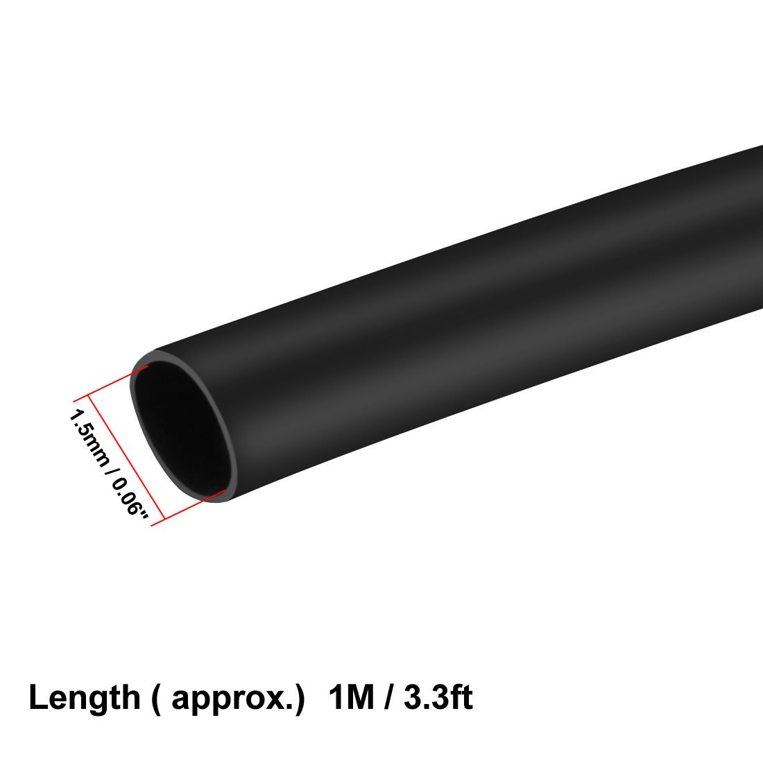 sourcing map Heat Shrink Tubing 1.5mm Dia 2:1 Heat Shrink Tube Wrap Cable Sleeve 1m Black - Image 3