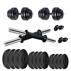 Kore PVC DM 4-40 Kg (Black/Black-Red/3 IN 1 Convertible) Dumbbells Set and Fitness Kit for Men and Women Whole Body…