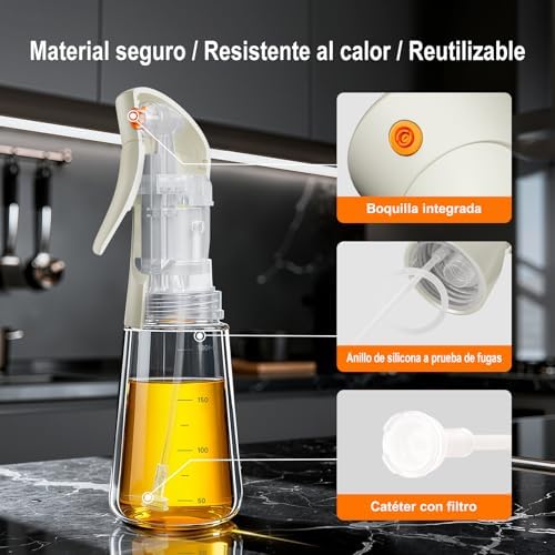 Pulverizador de aceite 180 ml de vidrio borosilicato
