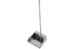 SWETRACE Long Handle Stainless Steel Dustpan Heavy Duty Wide Trash Scoop for Home Garage Yard Cleaning
