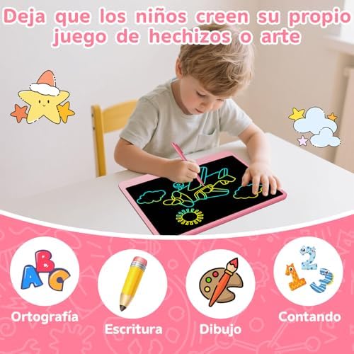 Tableta de Escritura LCD 12 Pulgadas, Electight 2026 Edición Mejorada Tablet Escritura Pantalla Colorido Infantil con Borrable y Bloqueo, para Niñas y Niños de 3-12 Años, para Hogar, Escuela, Rosa