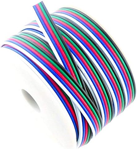 MORELIGHT 5M awg22 5Pin 5 Wire RGBW Extention Cable for LED Strip Light 5050
