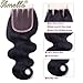 Amella Hair 100% Unprocessed Brazilian Virgin Body Wave Hair 3 Bundles With Closure (16 18 20+14 Three part) 8A Brazilian Body Wave Human Hair Extensions With 4x4 Swiss Lace Closure