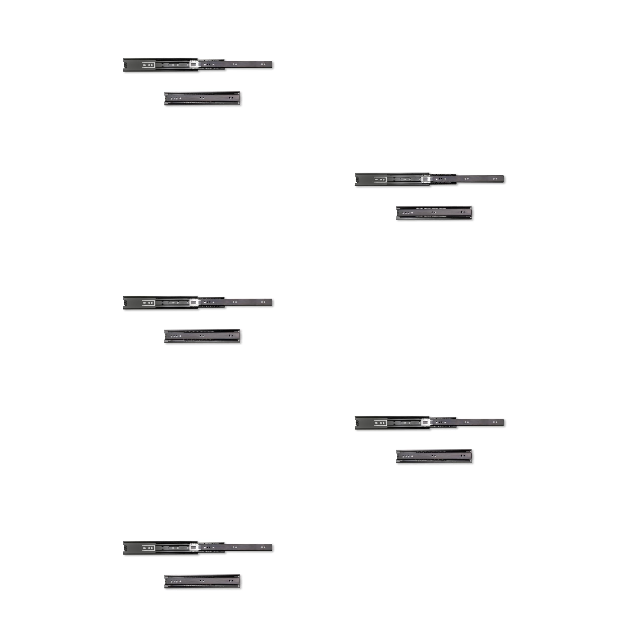 Emuca - Ball Bearing Drawer Slides 45mm x 250mm (1,77 x 9,84 inch), Set of 5 Pairs of Full Extension Drawer Runners, Black