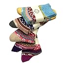 LuluVin's Women's Colorful Crew Vintage Inspired Knit Socks (5 Pairs) (Solids)