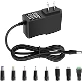 Arkare 9V Power Supply Adapter 1A DC 9V Power Cord 4.9FT AC 100V-240V to DC 9 Volt 1Amp 1000mA 800mA 500mA 0.8A 0.5A AC Adapt