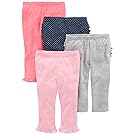 Simple Joys by Carter's Baby Girls 4-Pack Pant, Pink/Grey/Navy Ruffle, 18 Months