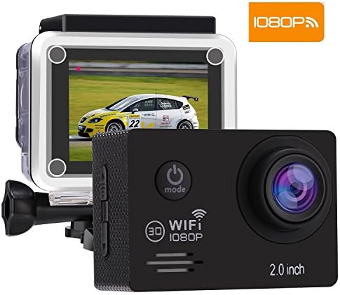 Bnoia Sports Action Camera WiFi 12MP Camcorder Waterproof Underwater Cam 170° Wide Angle Lens With Mounting Accessories Kit for Cycling Swimming Climbing